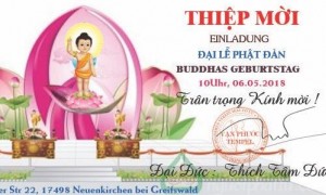 THƯ MỜI: DỰ ĐẠI LỄ PHẬT ĐẢN PL 2562 DL 2018 TẠI CHÙA VẠN PHƯỚC GREIFSWALD