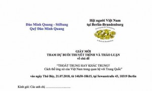 THƯ MỜI: DỰ BUỔI THUYẾT TRÌNH & THẢO LUẬN ´THOÁT TRUNG HAY KHÁC TRUNG?´