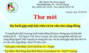 THƯ MỜI: DỰ GẶP MẶT HỘI VIÊN & TƯ VẤN CHO CỘNG ĐỒNG VIỆT TẠI TP LEIPZIG