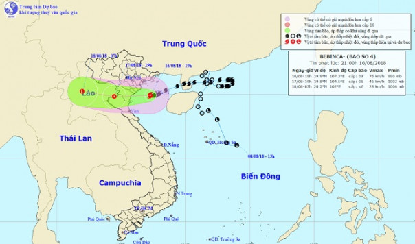 BÃO SỐ 4 BẮT ĐẦU ĐỔ BỘ VÙNG BIỂN HẢI PHÒNG - NGHỆ AN, MƯA TO NHIỀU NƠI