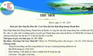 THƯ MỜI: DỰ GIAO LƯU GẶP MẶT LẦN THỨ 10 & ĐẠI HỘI LẦN THỨ 5 CỦA HỘ ĐH THANH HÓA CHLB ĐỨC