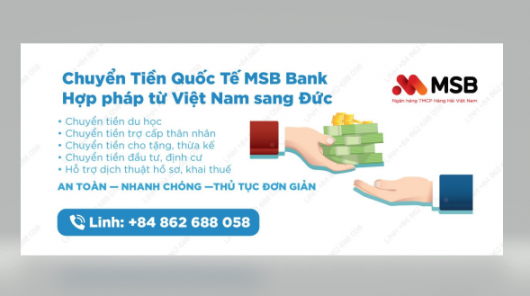 CHUYỂN TIỀN QUỐC TẾ MSB BANK HỢP PHÁP TỪ VIỆT NAM SANG ĐỨC