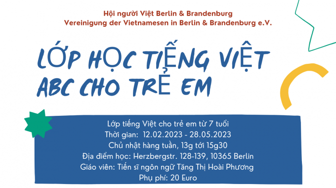 HỘI NGƯỜI VIỆT BERLIN-BRANDENBURG MỞ LỚP HỌC TIẾNG VIỆT CHO TRẺ EM TỪ 7 TUỔI