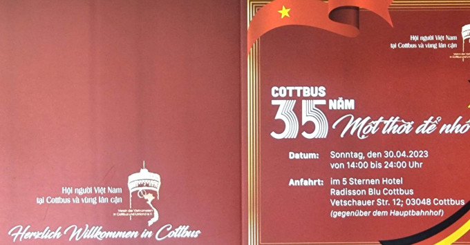 THƯ MỜI: DỰ LỄ KỶ NIỆM `COTTBUS 35 NĂM MỘT THỜI ĐỂ NHỚ`