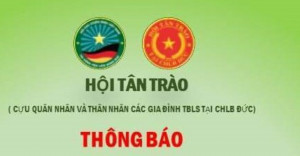 THÔNG BÁO CỦA HỘI TÂN TRÀO CHLB ĐỨC VỀ VIỆC TỔ CHỨC LỄ KỶ NIỆM NGÀY TBLS 27.7