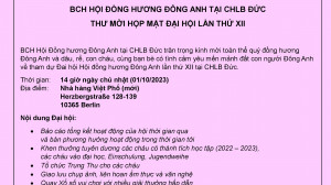 THƯ MỜI: THAM GIA ĐẠI HỘI LẦN THỨ XII HỘI ĐỒNG HƯƠNG ĐÔNG ANH TẠI CHLB ĐỨC