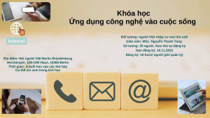 MỜI THAM GIA KHÓA HỌC: ´Ứng dụng công nghệ vào cuộc sống´ miễn phí tại Berlin