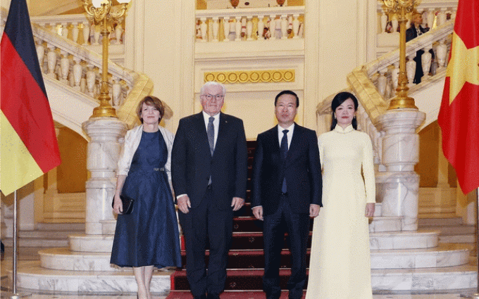 Chủ tịch nước Võ Văn Thưởng và Phu nhân chủ trì chiêu đãi trọng thể Tổng thống Đức và Phu nhân