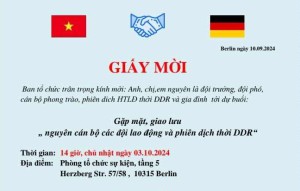 THƯ MỜI: Gặp mặt, giao lưu nguyên cán bộ các đội lao động và phiên dịch thời DDR và gia đình