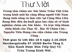 THƯ MỜI: Dự buổi giao lưu chia sẽ về kinh nghiệm chăm sóc Sức khỏe
