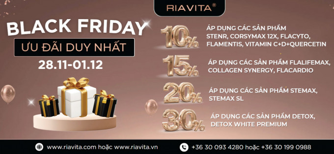RIAVITA: Black Friday - Ưu đãi lên tới 30%