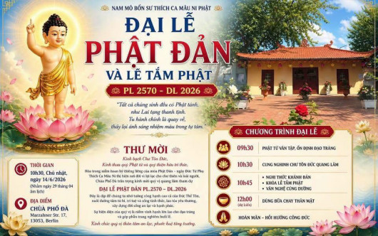 THƯ MỜI THAM DỰ ĐẠI LỄ PHẬT ĐẢN PL.2570 - DL.2026 TẠI CHÙA PHỔ ĐÀ BERLIN