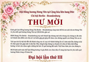 THƯ MỜI THAM DỰ ĐẠI HỘI LẦN THỨ III HỘI ĐỒNG HƯƠNG HƯNG YÊN BERLIN – BRANDENBURG